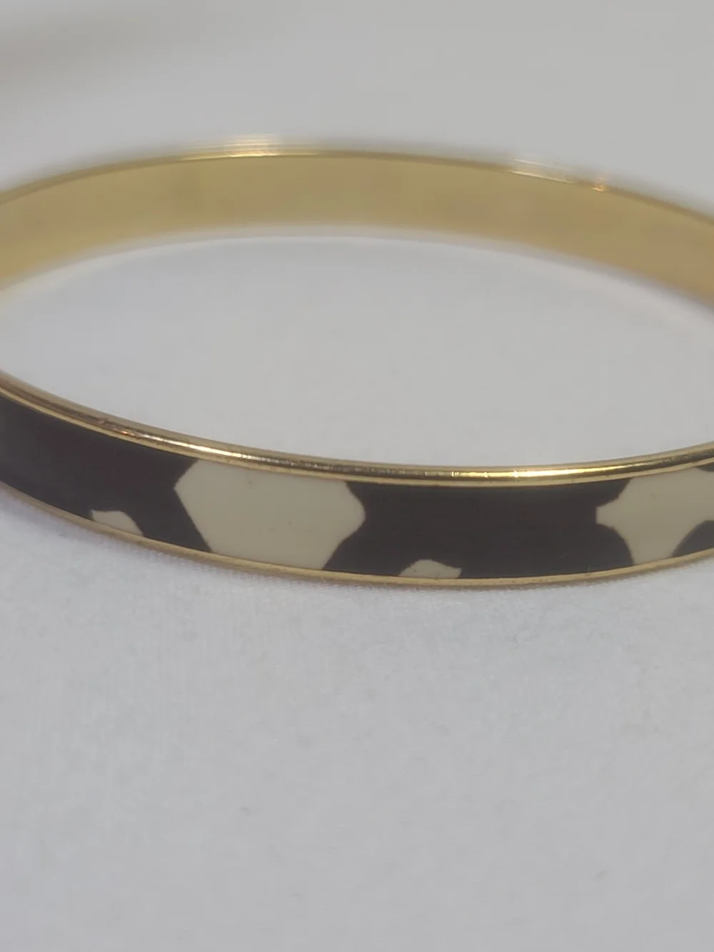 J. Crew Zebra Print Animal Enamel Gold Tone Bracelet Bangle